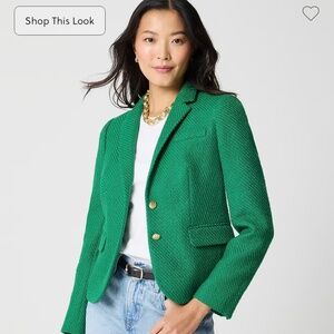 NWT J.Crew Factory tweed schoolboy blazer size 0 Green Picnic Tweed Comb $268